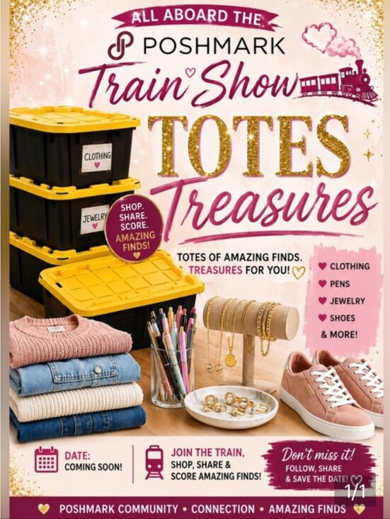 All Brands Other - Totes Treasure Train Show, July 10th. 2:00-3:30pm EST/11am-12:30pm PST